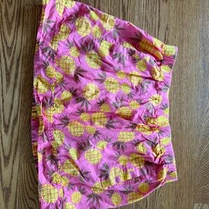 J Crew. Pink Skirt with Yellow Pineapple Print